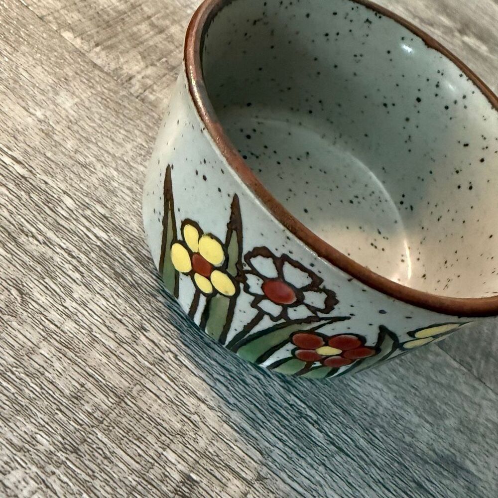 Vtg 1970s Otagiri Flower Speckled Stoneware Soup Mug MCM 12 oz Farm Core Boho - Picture 3 of 6